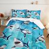 HOSIMA Teens Shark Print Bedding Sets Queen Size,Shark Swimming in The Underwater World Pattern Comforter Sets for Kids Boys Girls,Ocean Animal Theme Comforter Sets with Two Pillowcases. view 4
