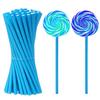 PPhtony 50Pcs Candy Paper Sticks - Rainbow Candy Making Treat Stick for Christmas Birthday Party Cake Pop Cupcake Topper Cookie Dessert Chocolate Sucker (Blue, 3.5x100mm) view 1