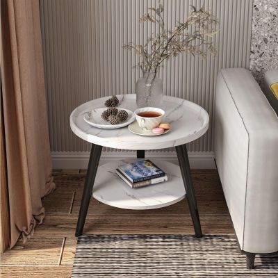 2 Tier End Table, Boho Side Table, Telephone Table, Nightstand, Bedside Table for Small Spaces, Bedroom, Living Room, Entryway, Farmhouse, Easy Assembly ( Color : Black , Size : 60x60x48(24x24x19in) )