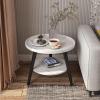 2 Tier End Table, Boho Side Table, Telephone Table, Nightstand, Bedside Table for Small Spaces, Bedroom, Living Room, Entryway, Farmhouse, Easy Assembly ( Color : Black , Size : 60x60x48(24x24x19in) ) view 1