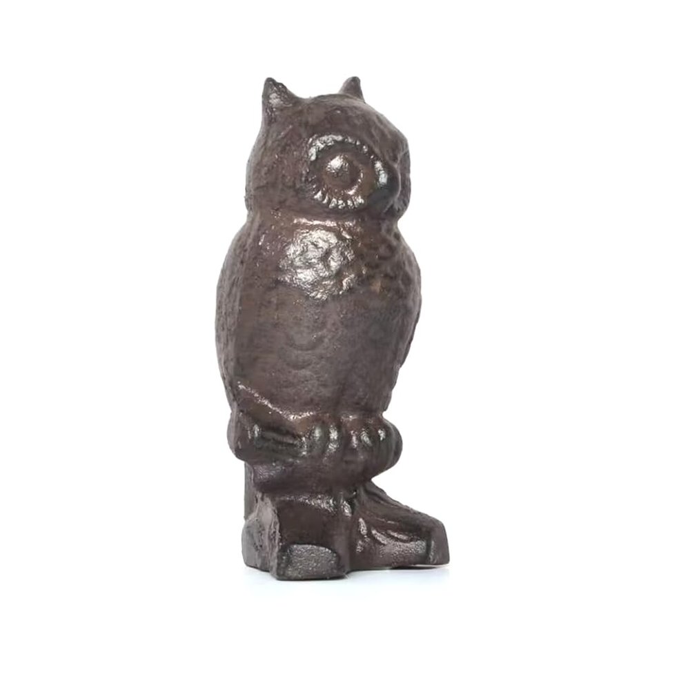 Fengtaike Rustic Cast Iron Owl Statue - Decorative Collectible Figurine for Home, Indoor Shelf Decor, Garden Ornament