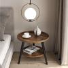 2 Tier End Table, Boho Side Table, Telephone Table, Nightstand, Bedside Table for Small Spaces, Bedroom, Living Room, Entryway, Farmhouse, Easy Assembly ( Color : Walnut , Size : 40x40x48cm(16x16x19in view 1