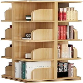 HOBIBA bookcases Rotating Bookshelf 360 Book Storage Rack Picture Book Rack Living Room Multi-Layer Shelf Black Walnut Display Corner Standing Bookshelf(Size:4 Layers (39 * 131cm))