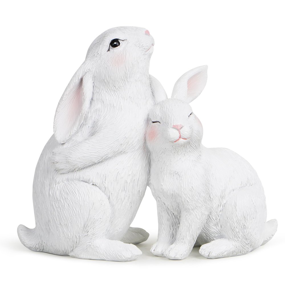 Hodao Happy Resin Bunny Decorations - Cute Rabbit Indoor Home Decor & Gifts (White Rabbit)