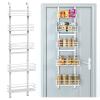 Purdaz Adjustable 5-Tier Over the Door Pantry Organizer, Spice Rack, Narrow Hanging Shelf for Kitchen Storage and Organization (White) view 1