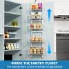 Purdaz Adjustable 5-Tier Over the Door Pantry Organizer, Spice Rack, Narrow Hanging Shelf for Kitchen Storage and Organization (White) view 3