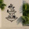 Fountain Metal Wall Art, Metal Birdbath Wall Art, Fountain Wall Decor, Garden Wall Decor, Waterfall Wall Art, Patio Wall Decor, Metal Minimalist Wall Art, Outdoor Metal Wall Art, Wall Hangings (30"x20" | 76x50.5 cm, Gold) view 2