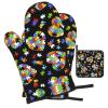 Autism Awareness Puzzle Pieces Heart Print Set of 3 Oven Mitts and Pot Holders,Heat Resistant Non-Slip Gloves for BBQ,Baking,Cooking,Oven view 2
