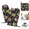 Autism Awareness Puzzle Pieces Heart Print Set of 3 Oven Mitts and Pot Holders,Heat Resistant Non-Slip Gloves for BBQ,Baking,Cooking,Oven view 3