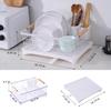 AppleTofu Dish Drainer Rack - Plate, Cutlery, Pots, and Pans Drying Rack for Kitchen with Beechwood Handles - Modern Retro Design Drip Tray with Metal Rack - White view 2