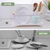 AppleTofu Dish Drainer Rack - Plate, Cutlery, Pots, and Pans Drying Rack for Kitchen with Beechwood Handles - Modern Retro Design Drip Tray with Metal Rack - White view 3