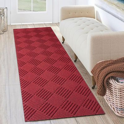 Petgrow Hallway Runner Rug 5FTX55FT,Super Skid Resistant TPR Backing Area Rug Runner, Indoor Outdoor Carpet Door Mat for Floor Entryway Kitchen Laundry Balcony Garage Corridor Stair,Red