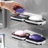 FLaig Soap Dish Self Adhesive Bar Soap Dish Wall Mounted Double Layer Soap Dish Draining Holder Sponge Holder Kitchen Bathroom Organizer Bathroom Soap Dish Soap view 3