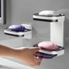 FLaig Soap Dish Self Adhesive Bar Soap Dish Wall Mounted Double Layer Soap Dish Draining Holder Sponge Holder Kitchen Bathroom Organizer Bathroom Soap Dish Soap view 4