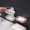 FLaig Soap Dish Soap Holder Double No Punching Soap Box Sponge Storage Rack Shampoo Bar Holder Self Draining for Bathroom Kitchen Accessories Bathroom Soap Dish Soap (Color : D) view 2