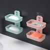 FLaig Soap Dish Soap Holder Double No Punching Soap Box Sponge Storage Rack Shampoo Bar Holder Self Draining for Bathroom Kitchen Accessories Bathroom Soap Dish Soap (Color : D) view 3
