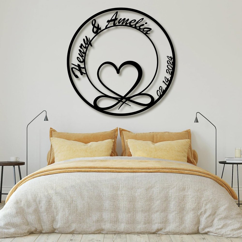 lunwall Infinity Heart Metal Wall Art, Infinity Heart Wall Decor, Metal Infinity Sign, Couples Wall Decor, Personalized Wedding Gifts for Couples, Personalized Anniversary Gifts (Style 8)