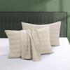 100% Egyptian Cotton Pillow Protectors Set of 4, 600 Thread Count King Size Bed Pillow Cases with Zipper, Sateen Weave Cooling Pillow Cases Quiet and Breathable Easy Care (4PCS, Stripe-Beige) view 1