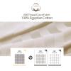 100% Egyptian Cotton Pillow Protectors Set of 4, 600 Thread Count King Size Bed Pillow Cases with Zipper, Sateen Weave Cooling Pillow Cases Quiet and Breathable Easy Care (4PCS, Stripe-Beige) view 2