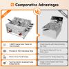Commercial Electric Deep Fryer with 6L x 2 Removable Basket, Countertop Deep Gas Fryer, Stainless Steel Outdoor Cooker Chicken Chips Fryer with Temperature Control view 2