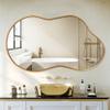Dorlicecass Irregular Wall Mirror - Wall Mirrors Decorative 20"x36" Gold Asymmetrical Mirror Tempered Glass Aviation Aluminum Alloy Frame for Bathroom, Bedroom, Living Room, Cloakroom, Entryway view 1