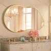 Dorlicecass Irregular Wall Mirror - Wall Mirrors Decorative 20"x36" Gold Asymmetrical Mirror Tempered Glass Aviation Aluminum Alloy Frame for Bathroom, Bedroom, Living Room, Cloakroom, Entryway view 2