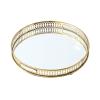 WeNtor Tray, Living Room Storage Pieces, Ornaments, Hollow Design, Used to Organize The Desktop, Jewelry Plate Golden, Round Living Room Ornaments, 32x32x5.5cm view 2