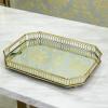 WeNtor Tray, Living Room Storage Pieces, Ornaments, Hollow Design, Used to Organize The Desktop, Jewelry Plate Golden, Round Living Room Ornaments, 32x32x5.5cm view 3