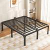 ROIL 18 Inch Queen Size Bed Frame with Mattress Slide Stopper - Double Black Basic Anti Squeak Steel Slats Metal Platform, Heavy Duty Noise Free Easy Assembly Bedframes, No Box Spring Needed view 1