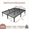 ROIL 18 Inch Queen Size Bed Frame with Mattress Slide Stopper - Double Black Basic Anti Squeak Steel Slats Metal Platform, Heavy Duty Noise Free Easy Assembly Bedframes, No Box Spring Needed view 2