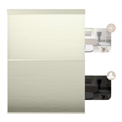 Boolegon Cordless Honeycomb Shades Day and Night Blinds Top Down Bottom Up Blackout Light Filtering Double Cellular Shade in Coordinated Hues, Beige, 37" W x 40" H
