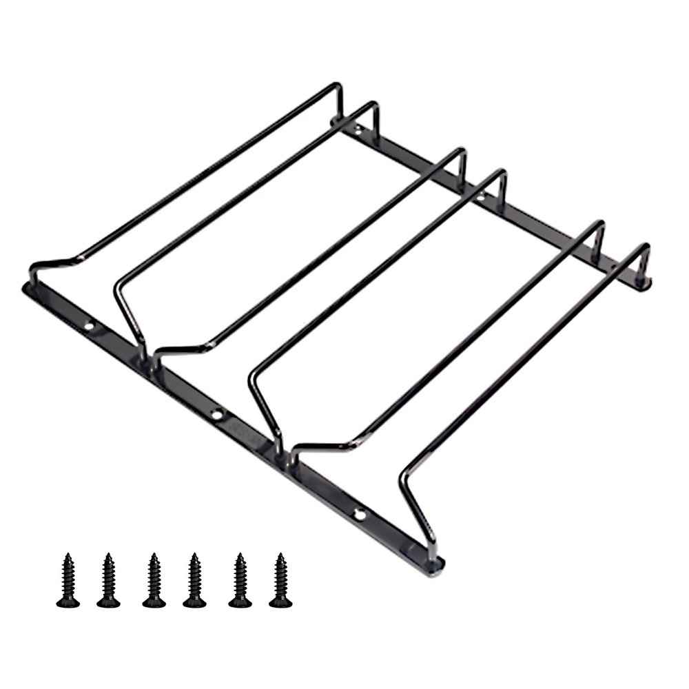 Generic 7/9.5/12 Inch Wine Glass Rack Under Cabinet, Black Stainless Steel Stemware Rack, Wine Glass Holder with Screws for Bar Kitchen (Size : 13''/33.5cm/x9.5''/24cm)