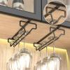 2 Pack Wine Glass Holder, Metal Wine Glass Rack Under Shelf, No Drilling Hanging Stemware Rack for Cabinet and Bar Kitchen (Color : White) view 4