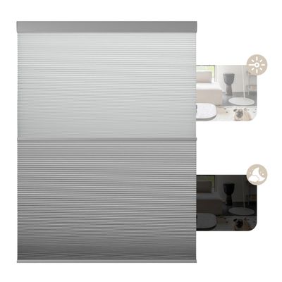 Boolegon Cordless Honeycomb Shades Day and Night Blinds Top Down Bottom Up Blackout Light Filtering Double Cellular Shade in Coordinated Hues, Gray, 36" W x 44" H