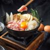 Hgjgwqh Commercial Cast Iron Pot Pan Japanese Style Cast Iron Shabu Shabu Hot Pot Single Serving Sukiyaki Nabe Pot with Wood Lid and Cooking Stove Outdoor Cookware Set for BBQ Picnic Camping,24cm/9.5i view 2