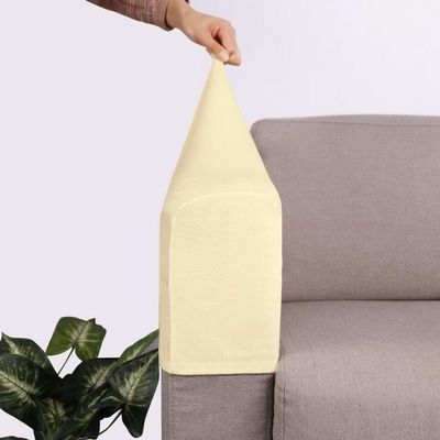 Yogsey 2PCS Chair Stretchy Furniture Velvet Armrest Covers Home & Living Couch Arm Protector Sofa Cover (Beige)