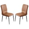 AYARNA Kitchen Dining Chairs Set of 2 Modern PU Leather High Back Padded Soft Seat with Metal Chair Legs for Home Commercial Restaurants(Orange) view 1