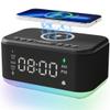 Alarm Clock Speaker Wireless Charger, Digital Alarm Clocks Bedrooms Bluetooth, Alarm Clock Dimmable Light Bedrooms Dual Alarm Snooze Dimmer 12 24H RGB Night Light Bluetooth USB AUX, Black view 1