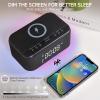 Alarm Clock Speaker Wireless Charger, Digital Alarm Clocks Bedrooms Bluetooth, Alarm Clock Dimmable Light Bedrooms Dual Alarm Snooze Dimmer 12 24H RGB Night Light Bluetooth USB AUX, Black view 3