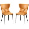 AYARNA Modern Scientific Cloth Dining Chair Set of 2 Kitchen Living Room Lounge Counter Chairs Sturdy Carbon Steel Metal Legs(Orange,Grey Leg) view 1