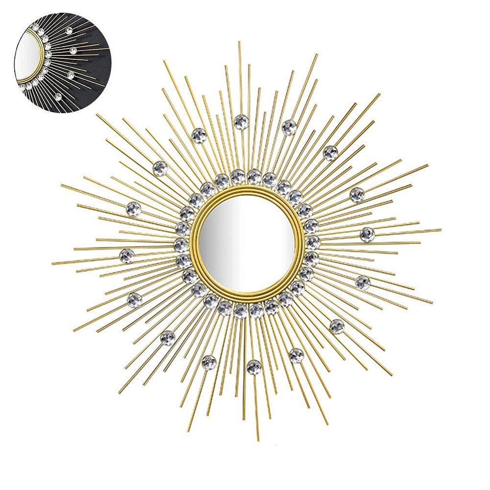 Wall Mounted Mirrors Large Metal Sunburst Shape Decorative Wall Mirror Dining Room Living Room Hallway Porch Decorative Starburst Shape Hanging Mirror