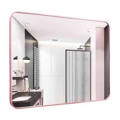 Bathroom Mirrors Wall Mounted Rectangular Bathroom Mirror Rose Gold Meatal Framed HD Vanity Mirrors Hangs Horizontal or Vertical Wall Mirror(Size:60x80cm)