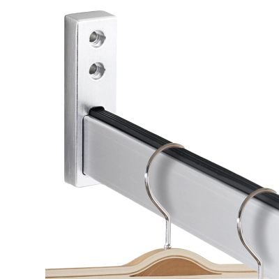 Closet Rods for Hanging Clothes, Clothing Store Sturdy Metal Closet Rod Bracket with Flange Set, Heavy Duty Aluminum Wardrobe Hanger for Hanging Clothes, 19 23 27 31 35 39 42 47 51 55 62 Inch Lenght (