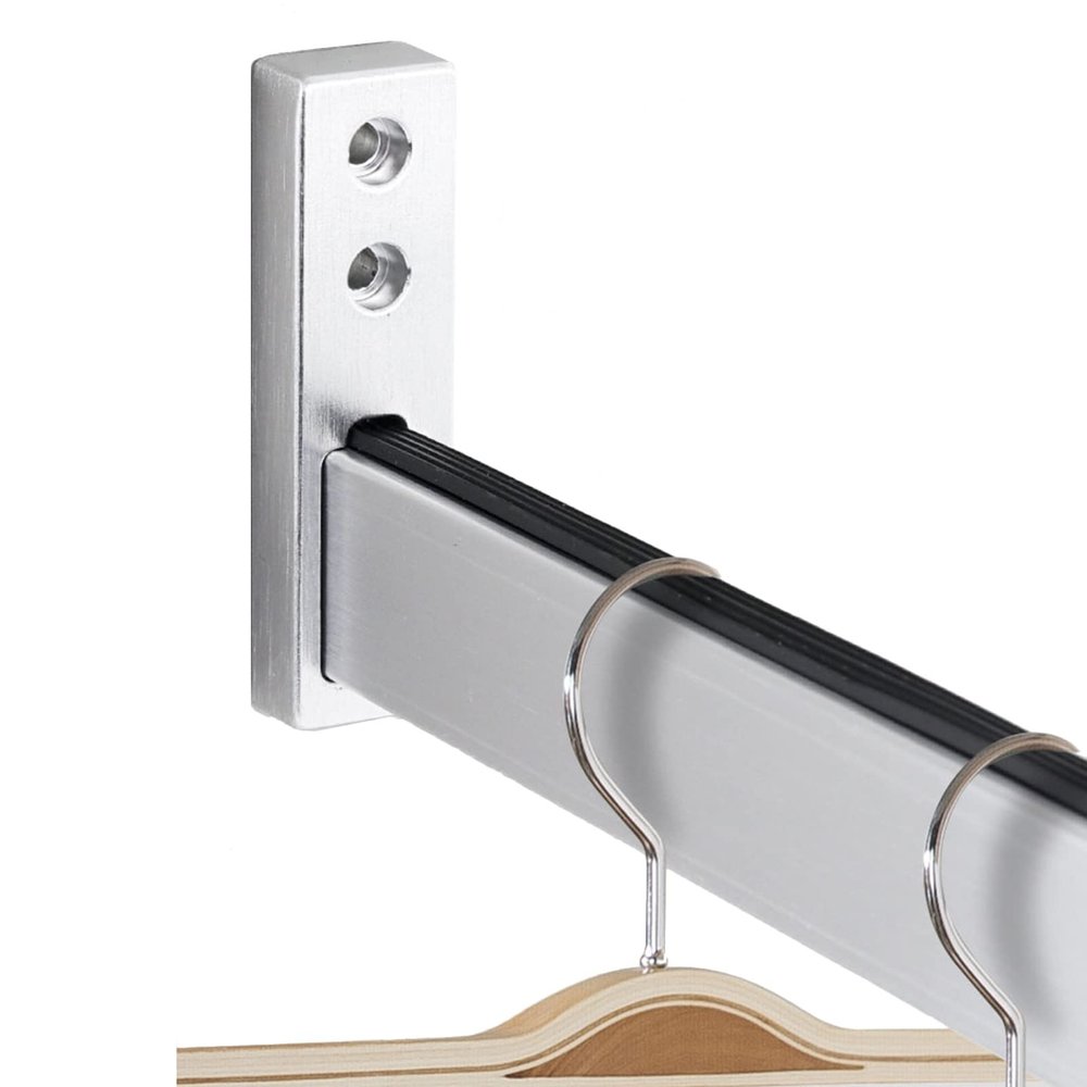 Closet Rods for Hanging Clothes, Clothing Store Sturdy Metal Closet Rod Bracket with Flange Set, Heavy Duty Aluminum Wardrobe Hanger for Hanging Clothes, 19 23 27 31 35 39 42 47 51 55 62 Inch Lenght (