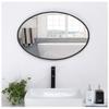 Modern Plain Bathroom Oval Wall Mirror with Fixings Or Hangs Horizontal Vertical Black Contemporary Silver Backed Floating Glass Panel view 1