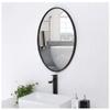 Modern Plain Bathroom Oval Wall Mirror with Fixings Or Hangs Horizontal Vertical Black Contemporary Silver Backed Floating Glass Panel view 2