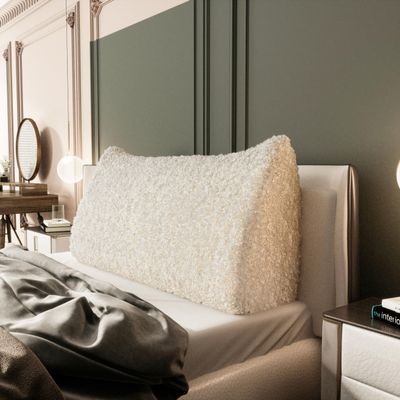 BNCKTRD Triangle Reading Pillow Queen Size XXL Wedge Headboard Extra Large Back Support Pillow for Sitting up in Bed Daybed Bolster Backrest Cushion Plush Beige