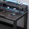KWOKING Computer Desk with Metal H-Shape Base Cable Management Double Computer Table Desktop Student Desk Study Table Office Desk E-Sports Table Black Table with Shelf 51.2" L x 23.6" W x 29.5" H view 3