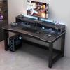 KWOKING Computer Desk with Metal H-Shape Base Cable Management Double Computer Table Desktop Student Desk Study Table Office Desk E-Sports Table Black Table with Shelf 51.2" L x 23.6" W x 29.5" H view 4