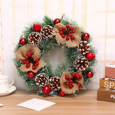 Christmas Wreath Handmade Rattan Pendant Garland Shopping Mall Door Decoration Advent Wreath (Size : Style 2) (Style 1)